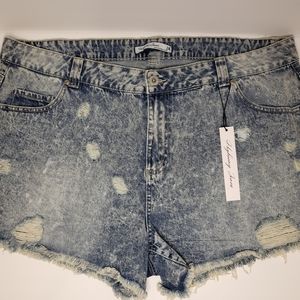 Distressed Jean Shorts White Wash